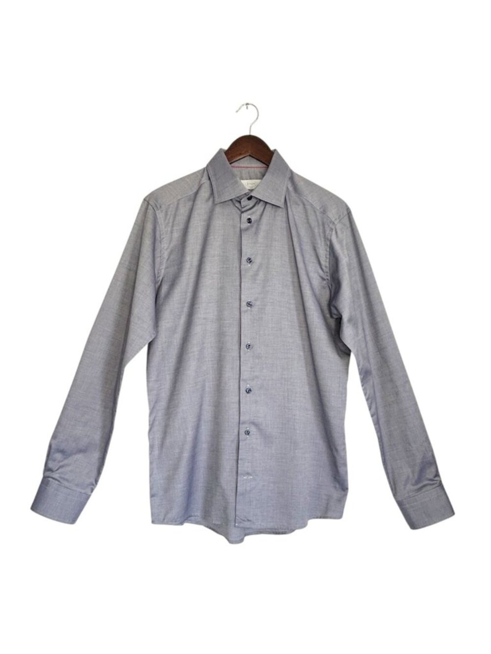 ETON Men's Slim Fit Long Sleeve Cotton Button Up Shirt in Blue - Sz 42/16.5